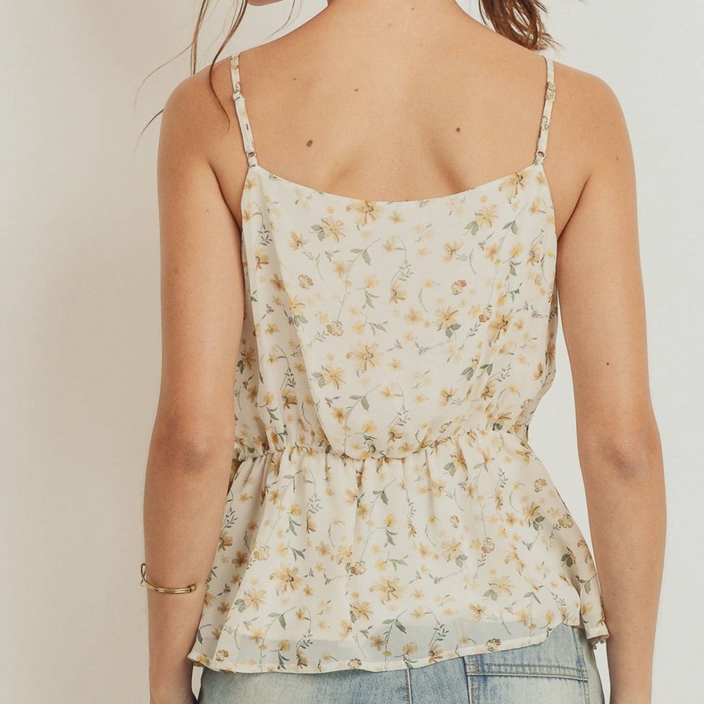 NWT Yellow & White Floral Print Spaghetti Strap Tank Top - Picture 5 of 5